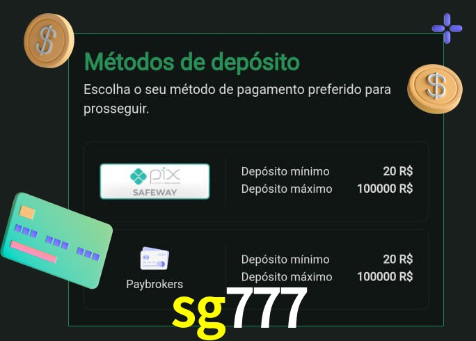 O cassino sg777 oferece uma grande variedade de métodos de pagamento